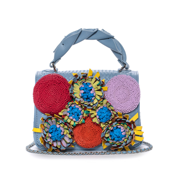 Aqua flower Handbag