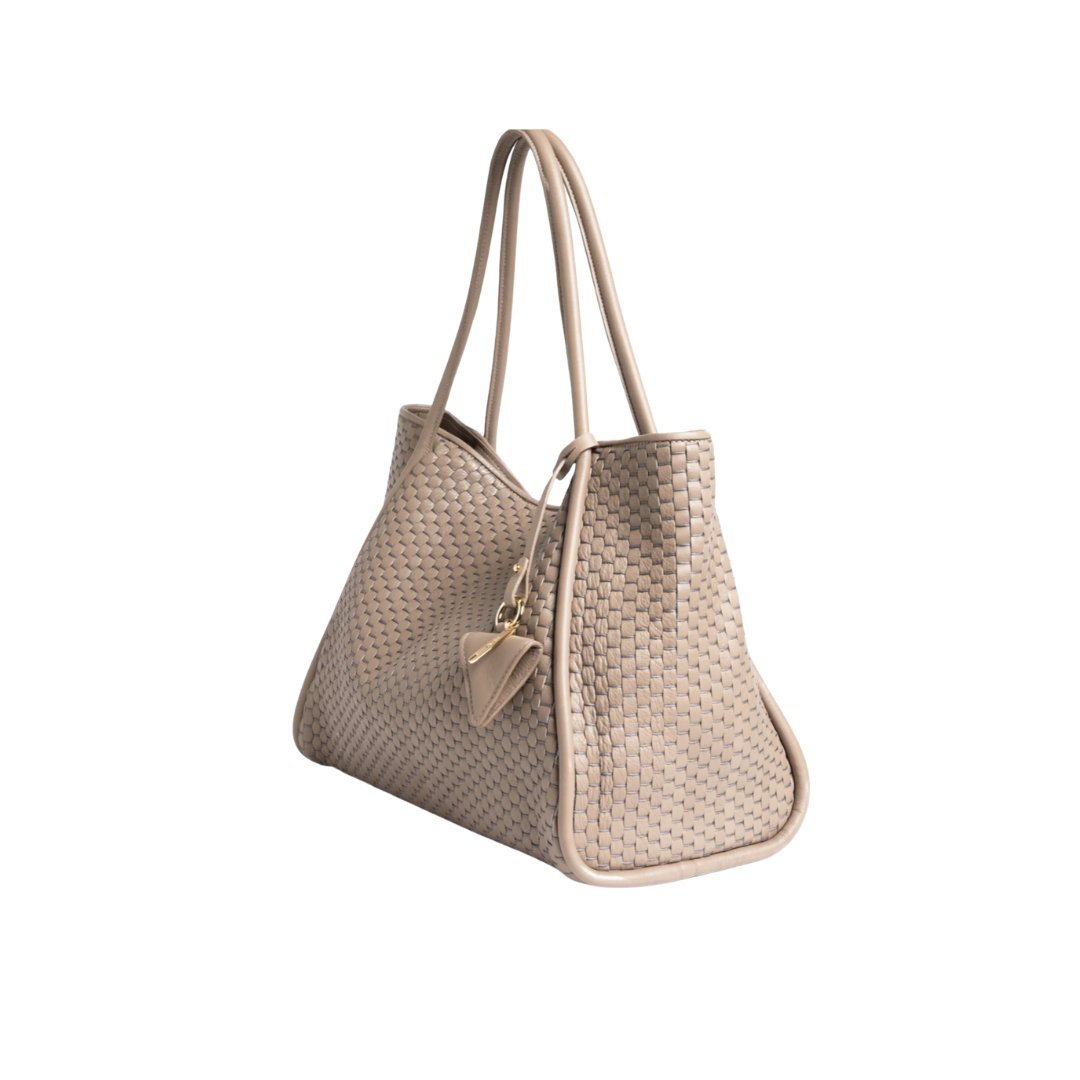 Taupe woven leather bag by Parise
