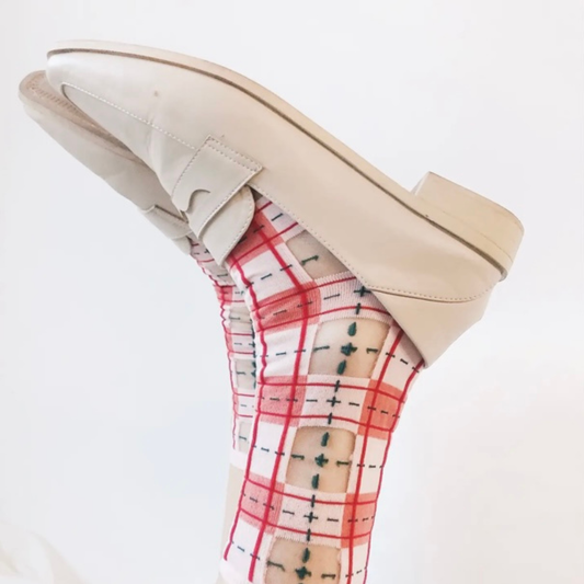 Tartan Sheer Pink & Peech Size 3.5/7.5 Paperself