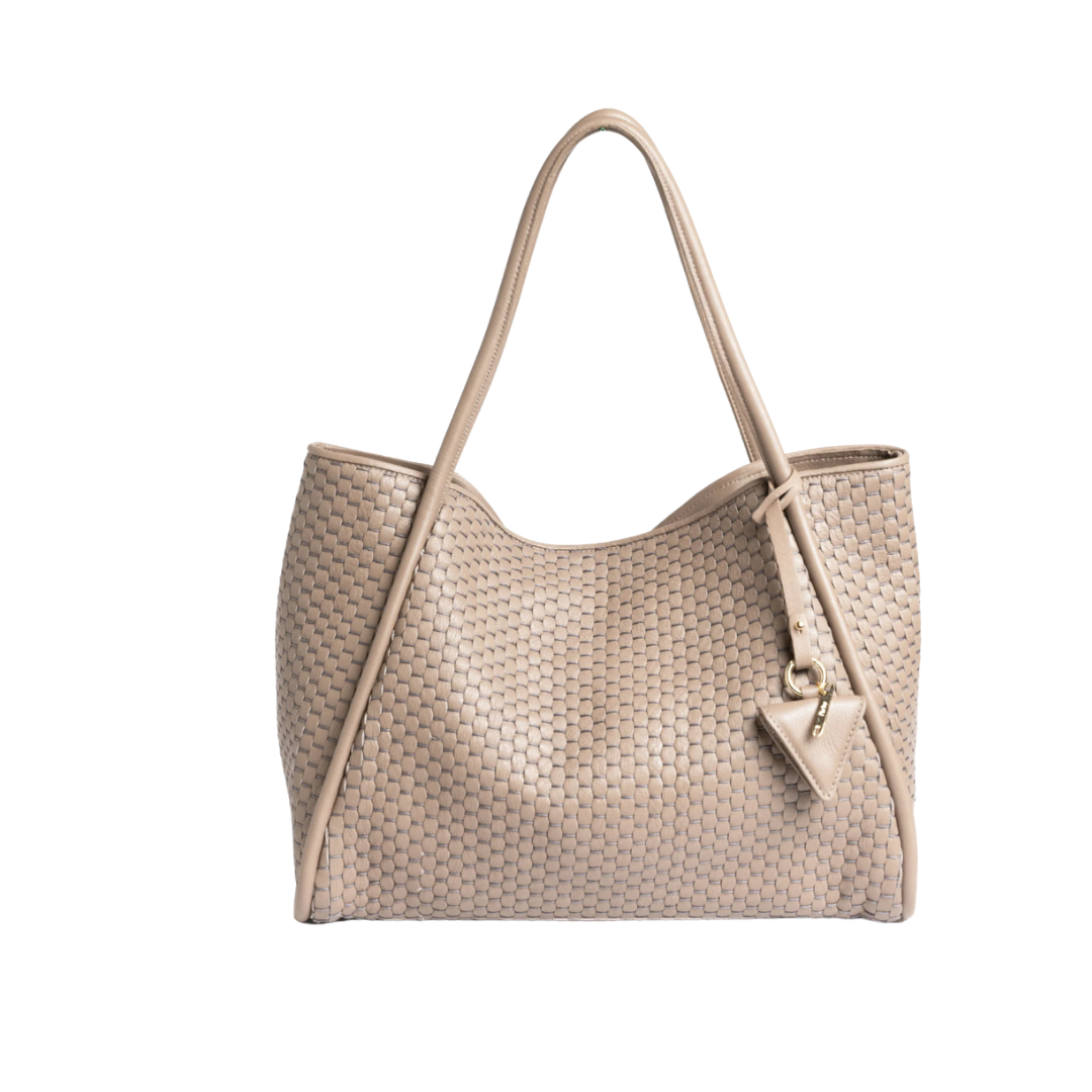 Taupe woven leather bag by Parise