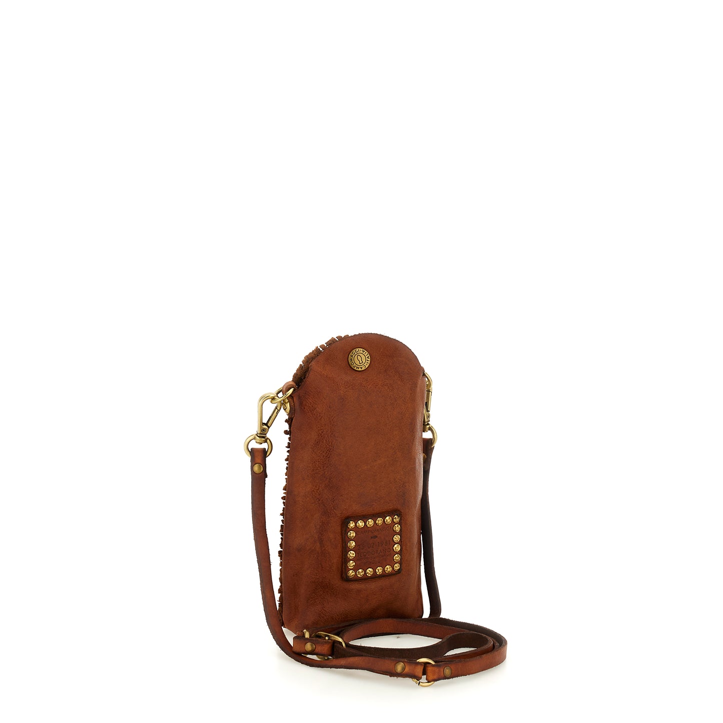 Virna woven leather phone case by Campomaggi