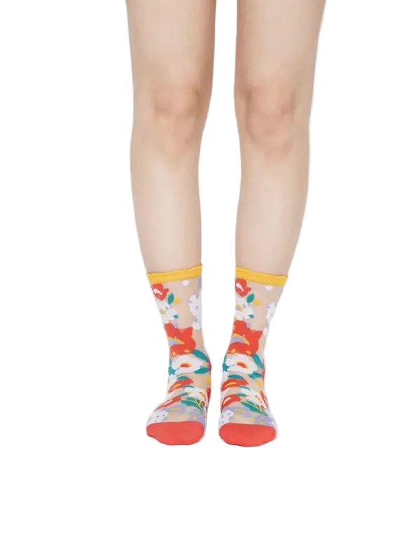 Flower Garden Sheer Socks Size 3.5/7.5 Paperself